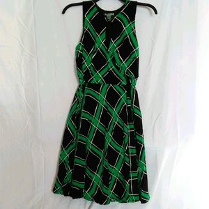 Green plaid wrap dress